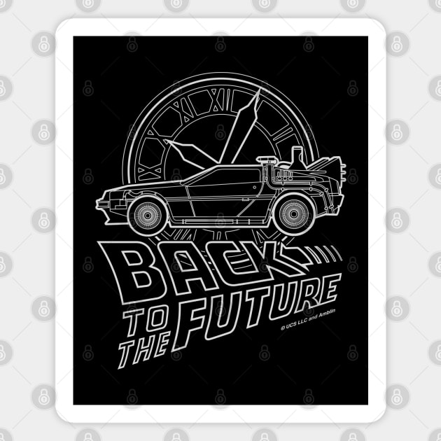 Delorean Clock Tower Lineart Magnet by avperth